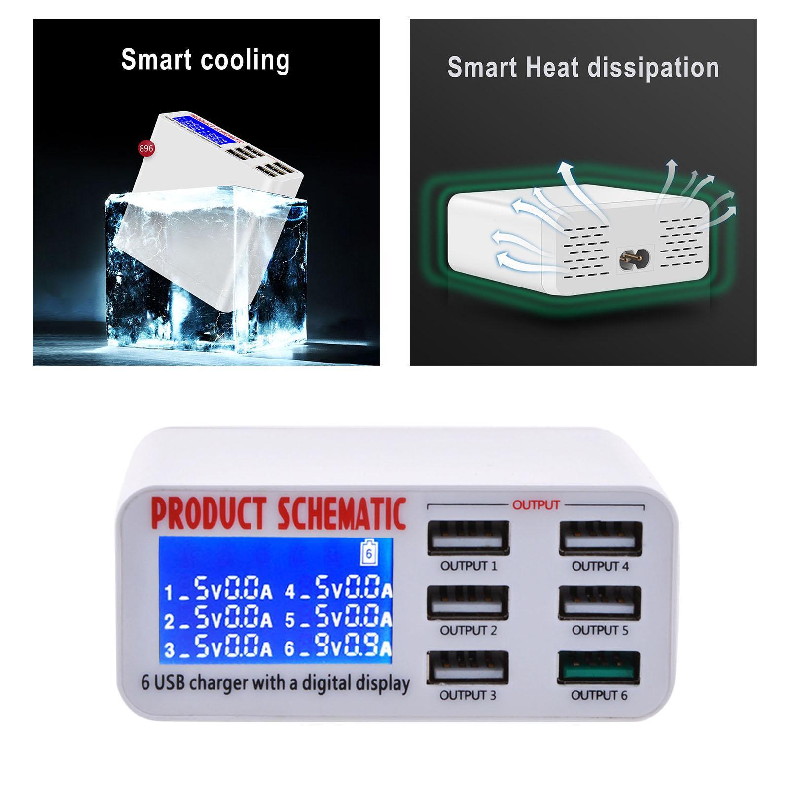 Multiple 6-Port USB Charger Phone Charger Adapter .0 US Plug