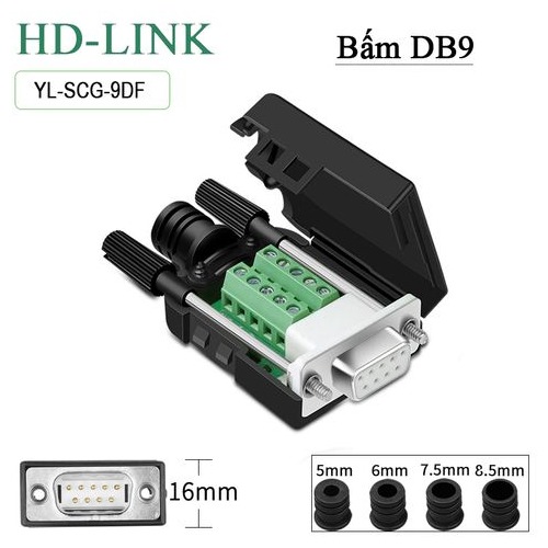Đầu bấm DB9 RS232 Male-Female HD-Link YL-SCG-09DM/F. HÀNG CHÍNH HÃNG