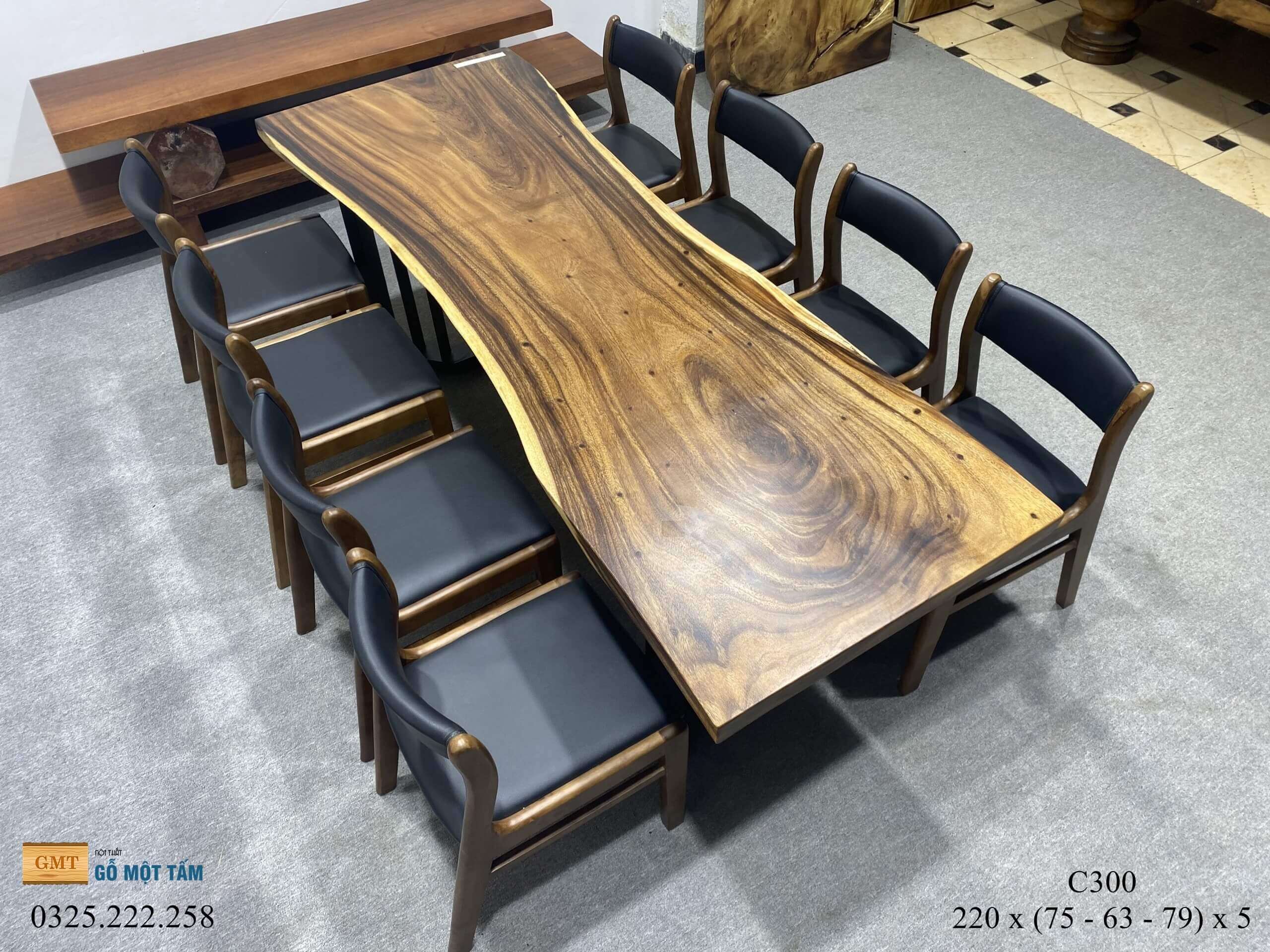 Bàn Sân Vườn Gỗ Me Tây, Bàn Cafe Gỗ Me Tây, Bàn Gỗ Me Tây Nguyên Tấm Dài 2,2m Rộng 79cm Dày 5cm