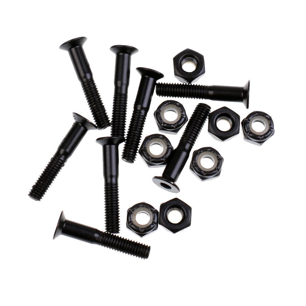 6x8 Pieces/ Set Cruiser Longboard Skateboard Hardware Screws Nuts - Black 28mm
