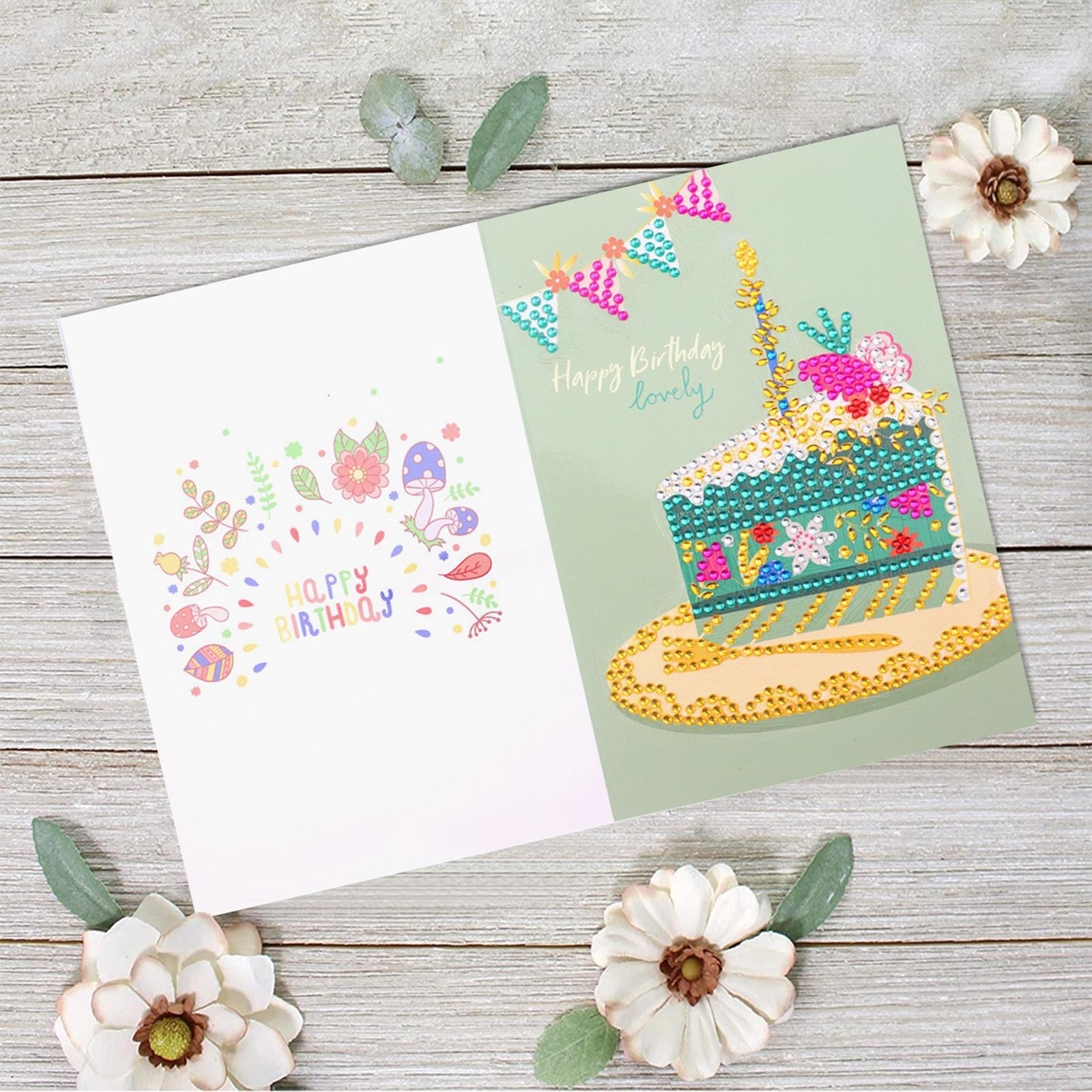 Diamond Painting Birthday Cards, Gift Card, Thank You Cards with Envelopes for Kids Adults, DIY Handmade Creative Gift for Home Decor