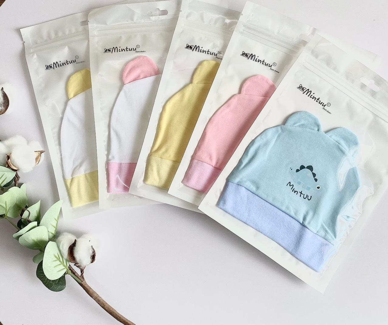 Set 2 Nón sơ sinh tai thỏ thương hiệu MINTUU FIRST CHOICE, chất liệu vải 100% cotton 4 chiều - Màu Bé Trai