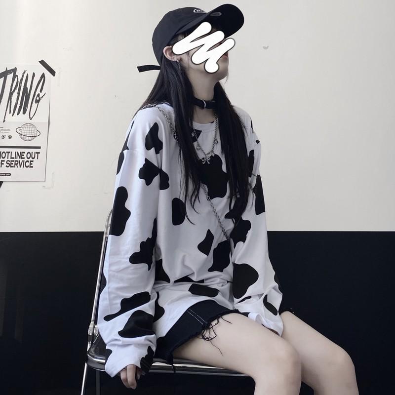 Áo thun bò sữa tay dài nam nữ form rộng Unisex, Sweater bò sữa Hot trend thoitrangsilethienphuc
