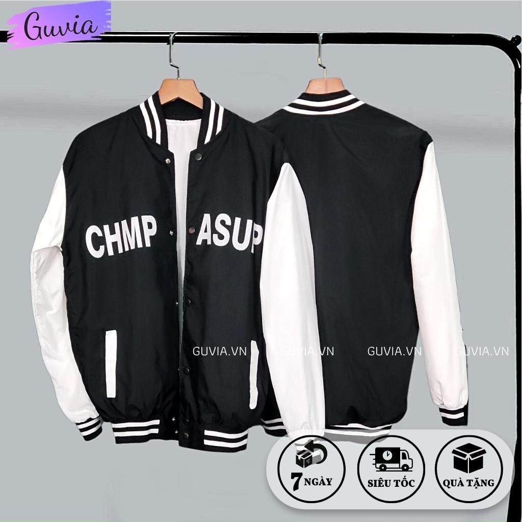 Áo Khoác Dù CHỮ CHMP.ASUP 2 Lớp Form Rộng Nam Nữ Unisex, Áo Gió Bomber Chống Nắng Ulzzang