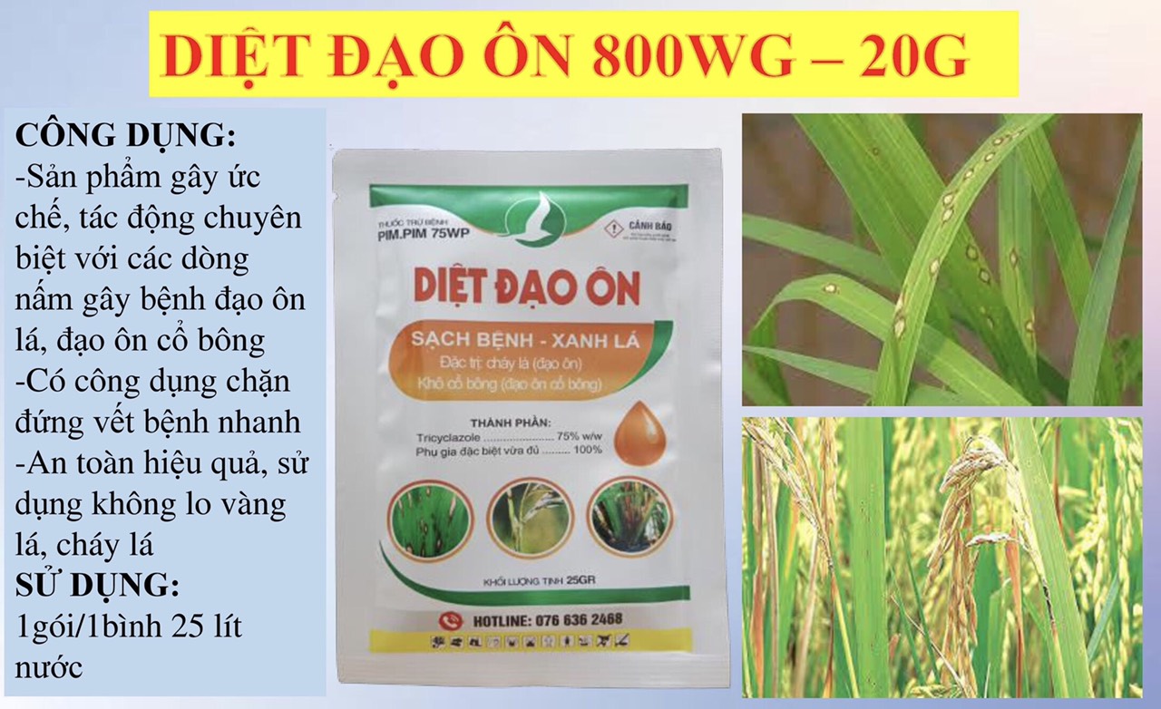 THUỐC TRỪ BỆNH ĐẠO ÔN LÁ, ĐẠO ÔN CỔ BÔNG - DIỆT ĐẠO ÔN 25GRAM