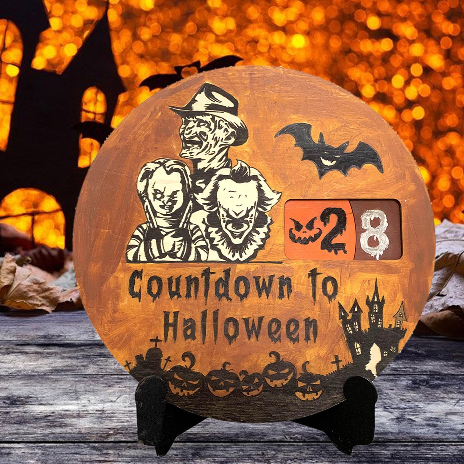 Halloween Advent Calendar Round Movable Turntable, Holiday Pendants ,Festive Gift Decoration Ornament for Holiday Party Home