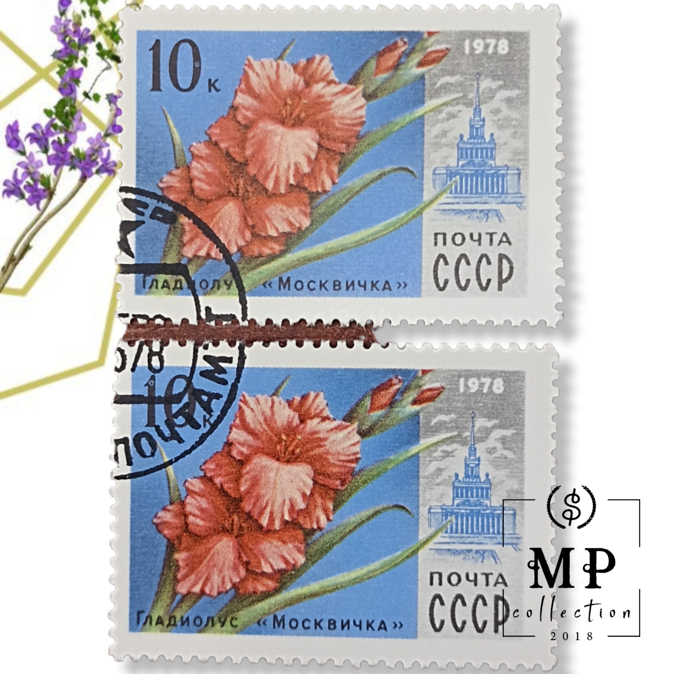 Bộ 6 tem chủ đề các loài hoa và kiến trúc của Nga có mộc 1978