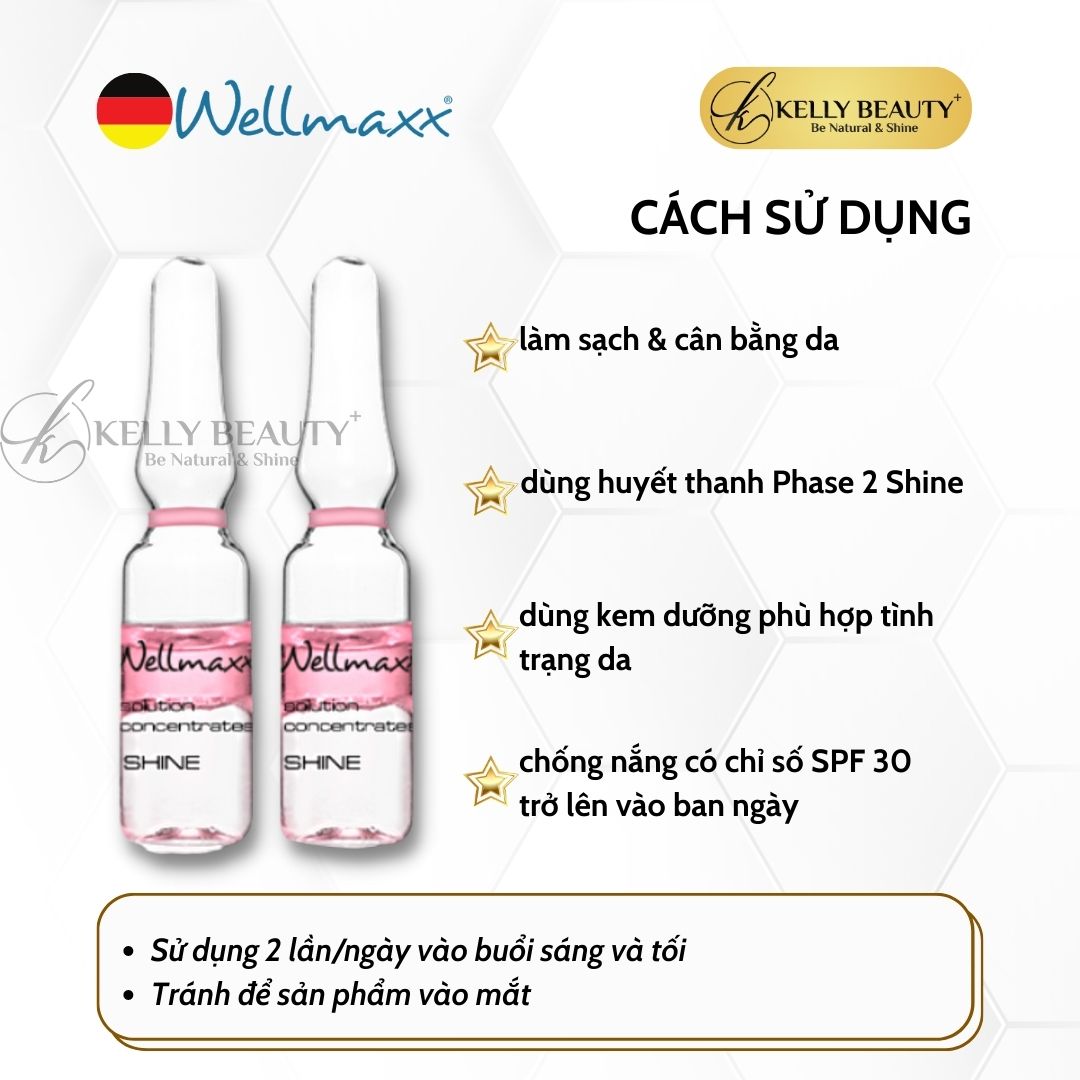 Huyết Thanh Sáng Da Phase 2 Shine WELLMAXX - Sáng Da, Ngừa Tăng Sắc Tố, Mờ Thâm Nám; Phục Hồi Da Sau Peel | Kelly Beauty