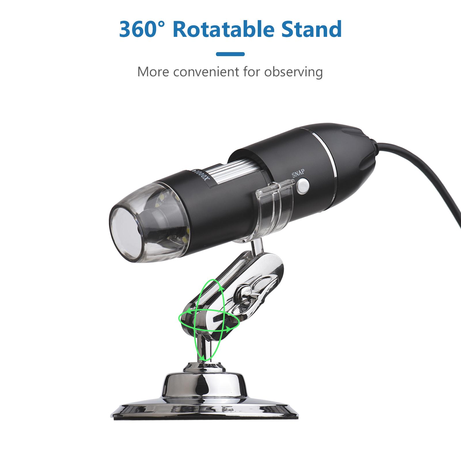 1600X USB Portable Mini Electronic Microscope Handheld Digital Magnifier for Laptop Plant Observation Industrial Test