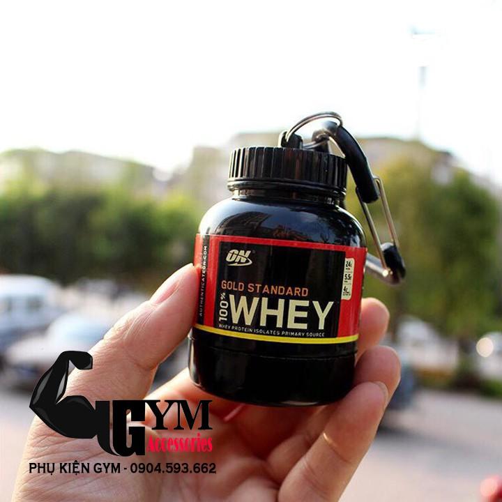 Bộ 2 sản phẩm bình đựng nước shake bottle và hộp đựng sữa bột ishake protein funnel ON Gold