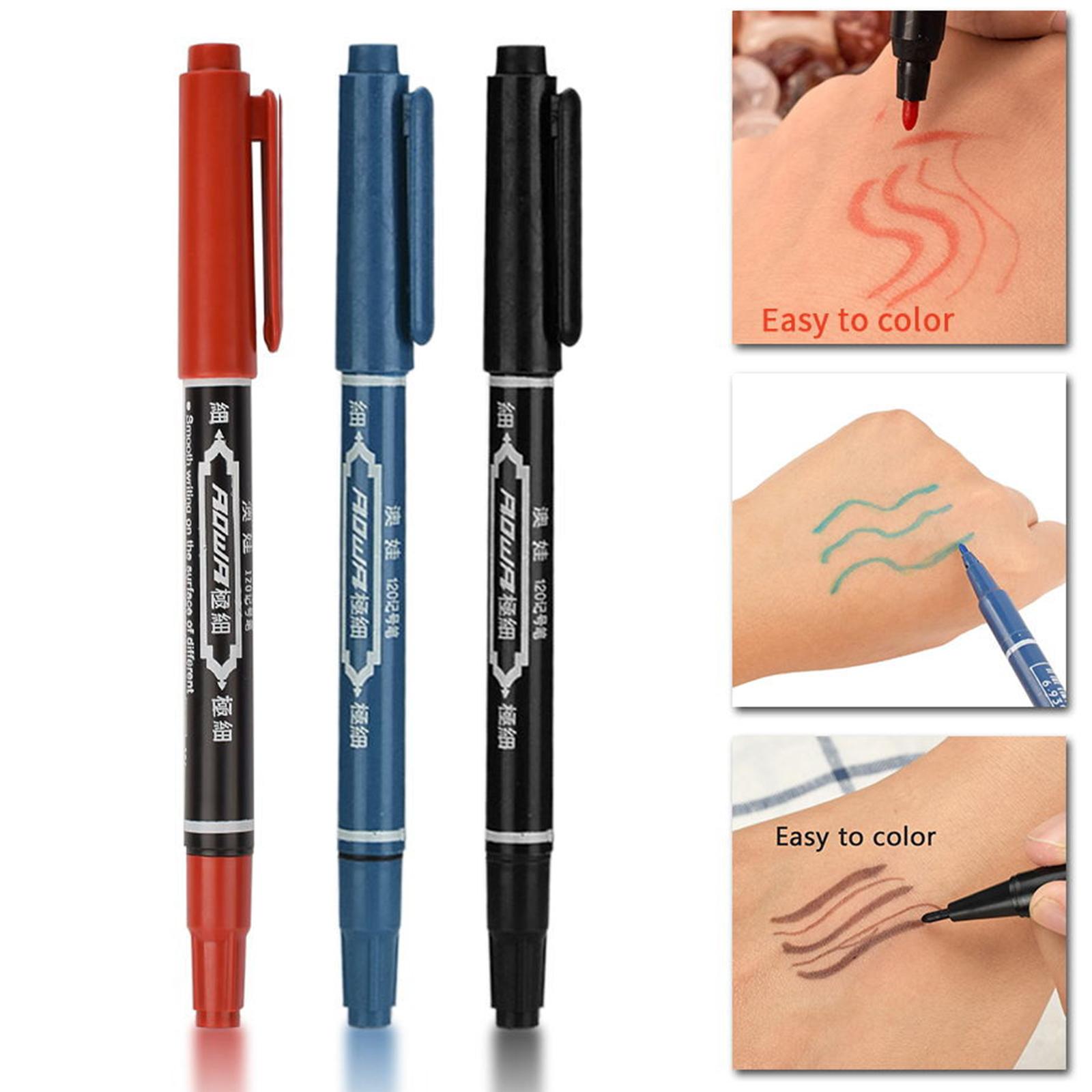 6 Pcs Double Ended Marker Pen Professional Marker anti-clog Tattoo Pencil