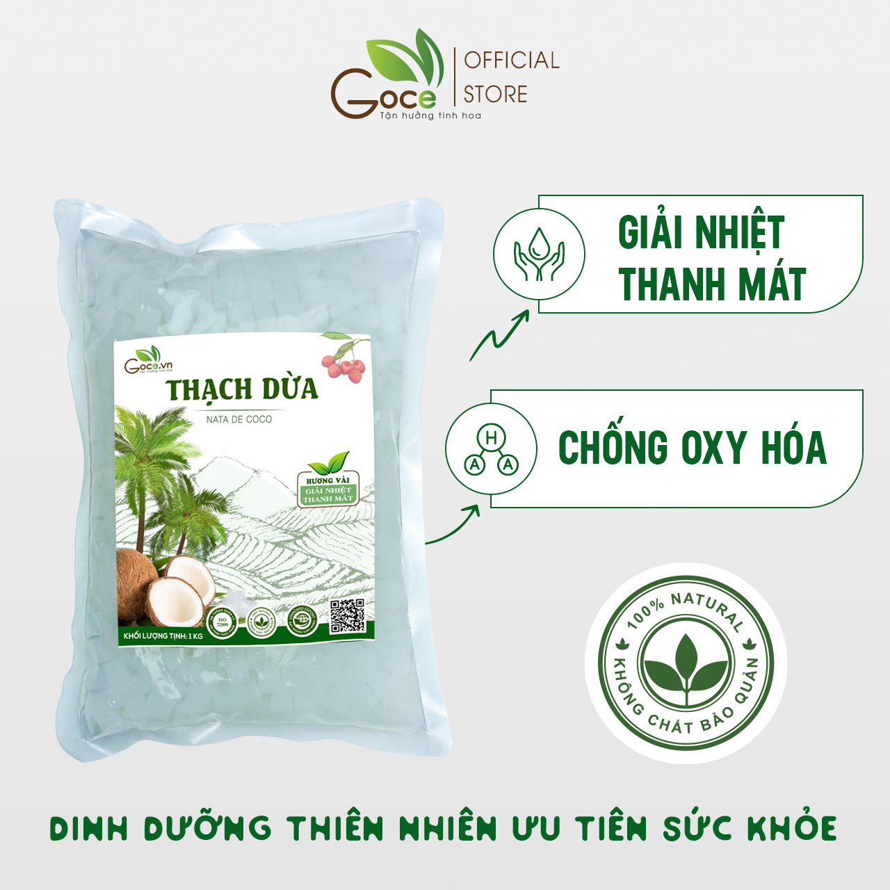 Thạch dừa hương vải Goce - Túi 1kg