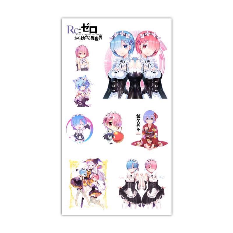 Set 5 Bảng hình xăm RE:ZERO Sticker Tattoo