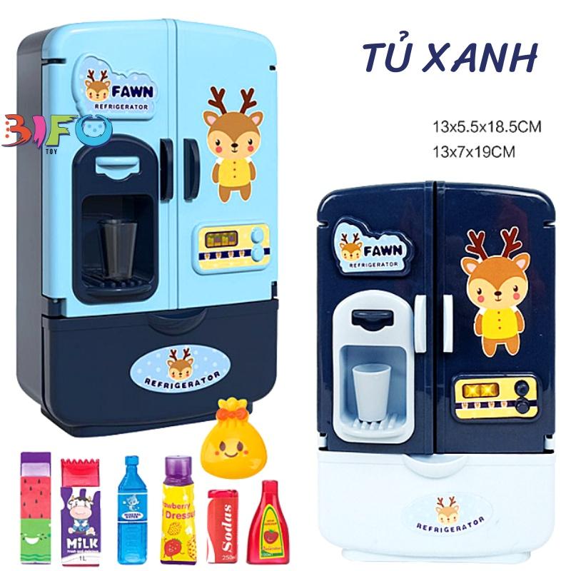 Tủ lạnh đồ chơi cho bé đồ chơi y như thật kèm 8 phụ kiện nhựa cao cấp