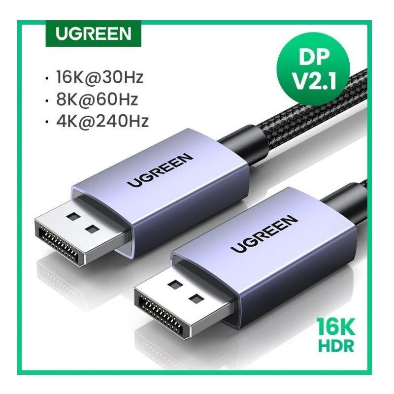 Ugreen 15383 1M DP 2.1 16K30Hz 10K60Hz 8K120Hz 4K144Hz Cáp Displayport hỗ trợ độ phân giải cao dây bọc dù Ugreen DP118 - Hàng Chính Hãng