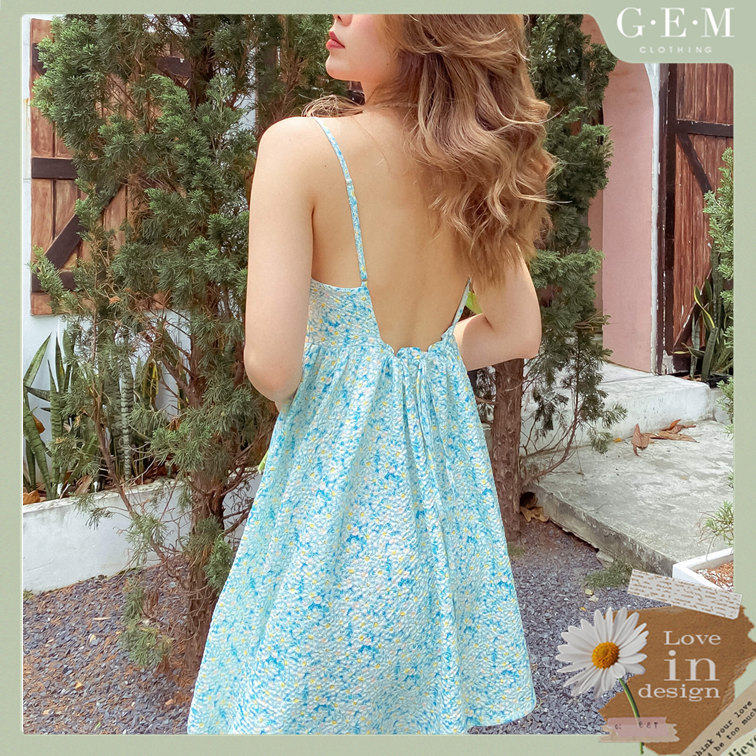 Đầm hai dây hoạ tiết hoa Botan Dress Gem Cloting SP060686