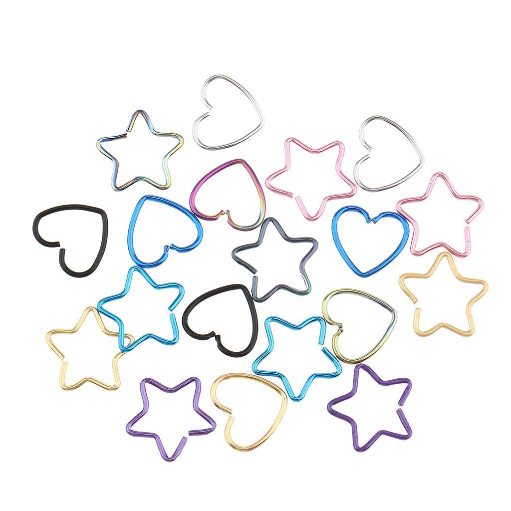 20pcs Heart/Star Shape Lip Nose Piercing Jewelry Hoop Rings Stud