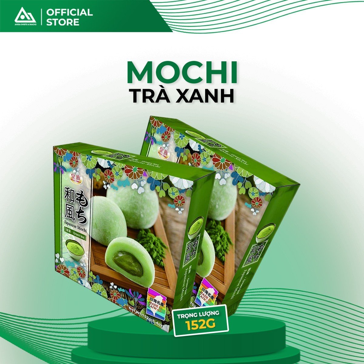 Bánh mochi Đài Loan Royal Family vị matcha trà xanh 152g- Hộp 4 bánh An Gia Sweets & Snacks