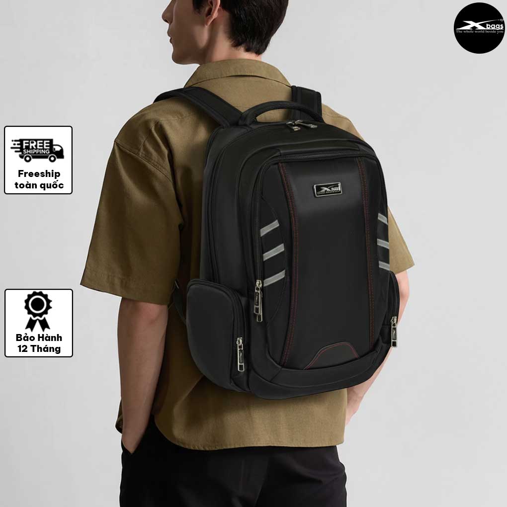 Balo Nam Cao Cấp Xbags DarkEagle XB 2008 – Balo laptop chống thấm, form cứng nam tính, màu đen phối đỏ