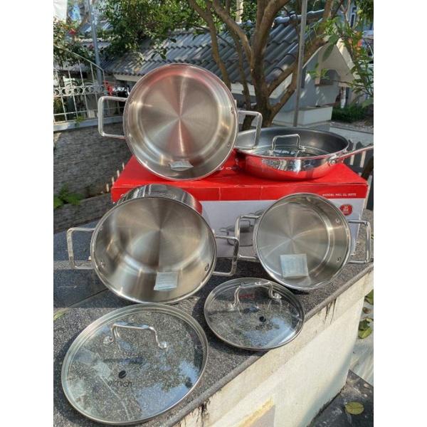 Bộ nồi inox liền khối Elmich Trimax XR EL-8075 size 16, 20, 22 chảo 26cm