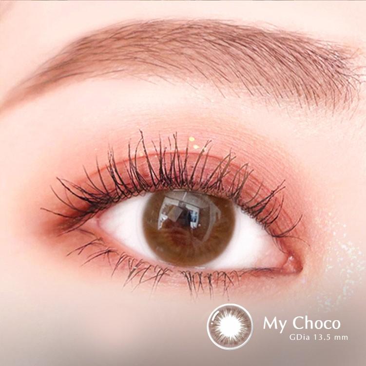 Lens nâu tự nhiên có độ cận từ 0 đến 8 MY CHOCO hiệu Angel Eyes chất liệu Silicone đường kính 13.5mm