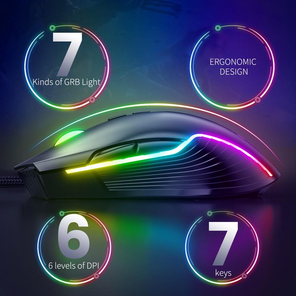 ONIKUMA CW905 USB Wired Gaming Mouse RGB LED Light Chuột thể thao điện tử Chuột quang có thể điều chỉnh 6400DPI