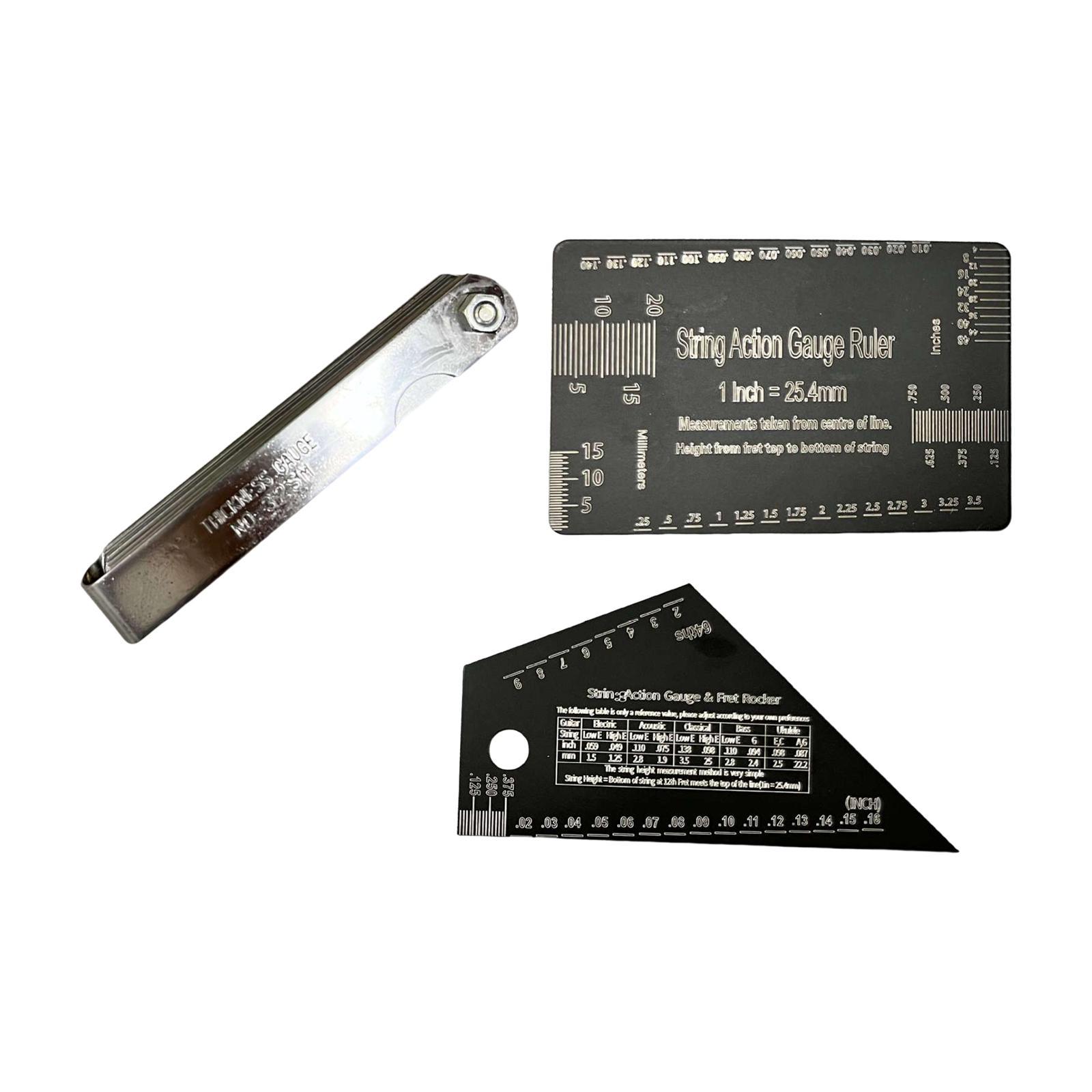 3Pcs Multifunctional Guitar Fret Rocker Luthier Tool for Electric Bass