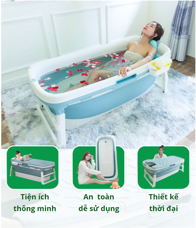 Bồn tắm gấp gọn người lớn 138 x 62 x 52cm
