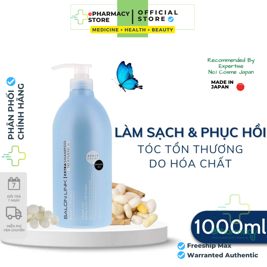 Dầu Gội Kumano Salon Link Extra Treatment In Shampoo Nhật Bản cho tóc uốn tóc nhuộm 1000ml