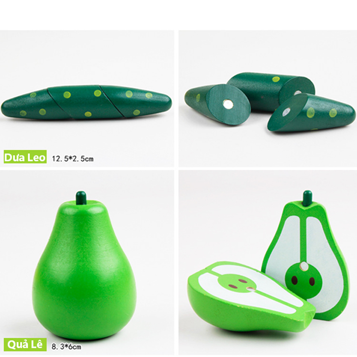 Cắt trái cây nam châm, đồ chơi gỗ đáng yêu, đầy màu sắc cho bé học hỏi và sáng tạo