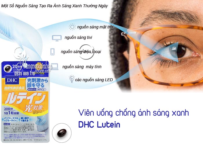 Thực phẩm bảo vệ sức khỏe Viên uống hỗ trợ bổ mắt và chống ánh sáng xanh DHC lutein Blue Protection 30 ngày ( hàng chính hãng, có tem phụ )
