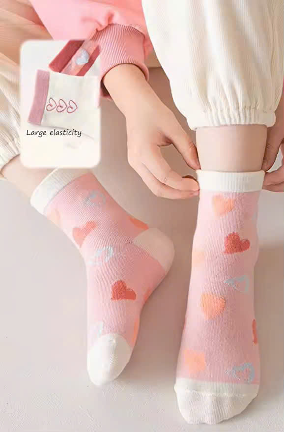 SET 5 ĐÔI TẤT VỚ TRÁI TIM TỪ 0-14 TUỔI SIÊU XINH DỄ THƯƠNG DÀNH CHO BÉ GÁI