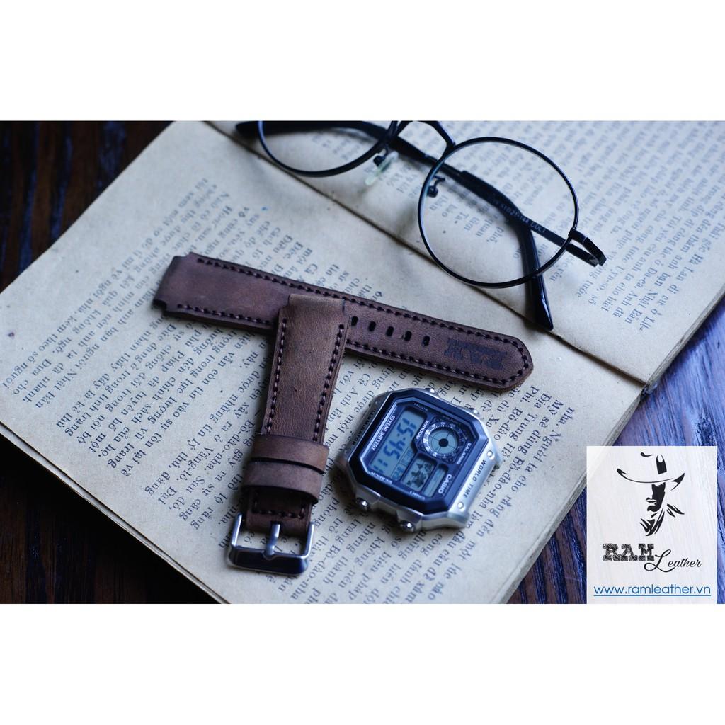 DÂY ĐỒNG HỒ APPLE WATCH RAM CÀ PHÊ SỮA - DA BÒ THẬT - RAM LEATHER -ĐỦ SIZE APPLE WATCH - CHÍNH HÃNG RAM LEATHER