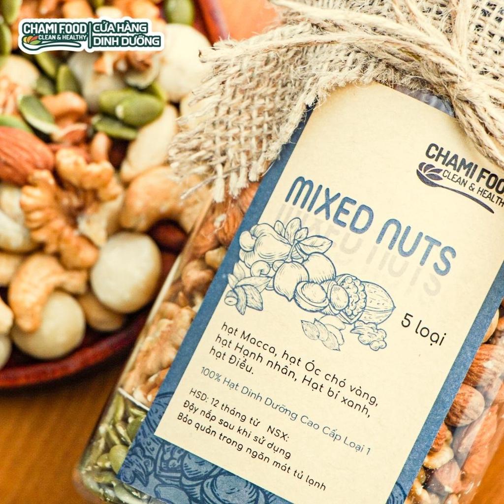 Hạt mix dinh dưỡng CHAMI 5 Loại Siêu hạt 500g Loại 1 Nhập khẩu chính ngạch, granola siêu hạt ngũ cốc ăn kiêng cho bà bầu