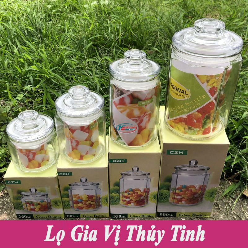 Hũ Lọ Thủy Tinh Đựng Gia Vị Lục Giác 2 lít Có Gioăng Chống Thoát Khí