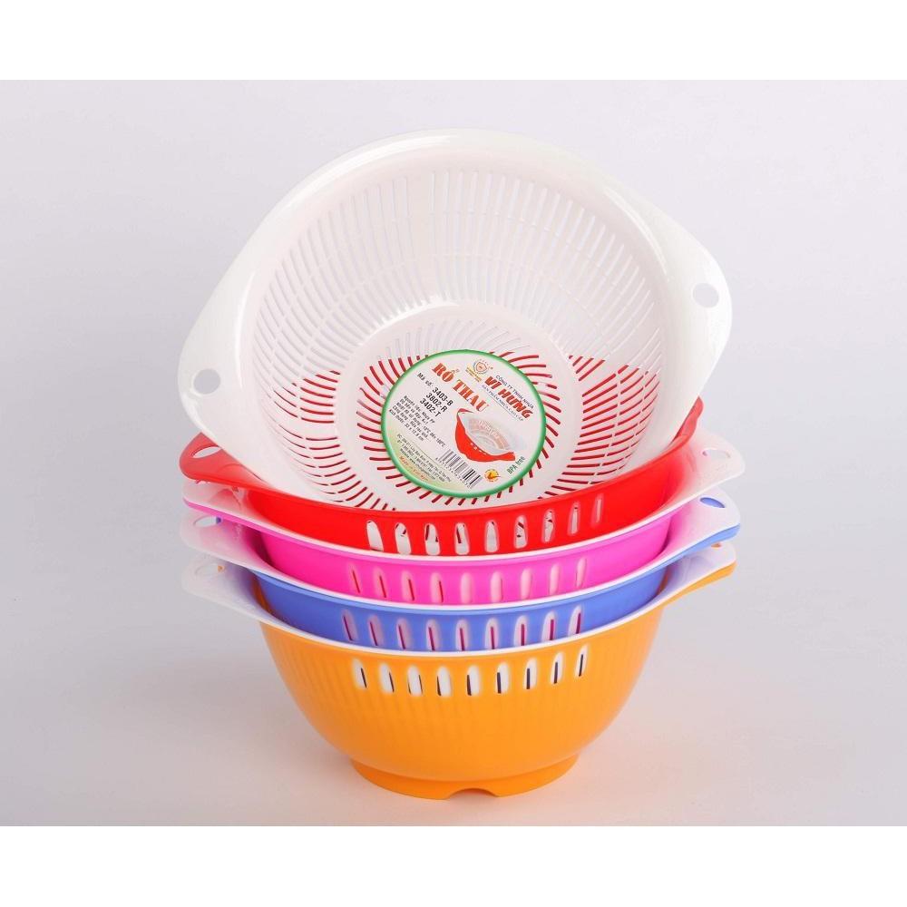 Bộ Thau Rổ Nhựa Đựng Rau Củ Hoa Quả Nhiều Màu Xinh Xắn