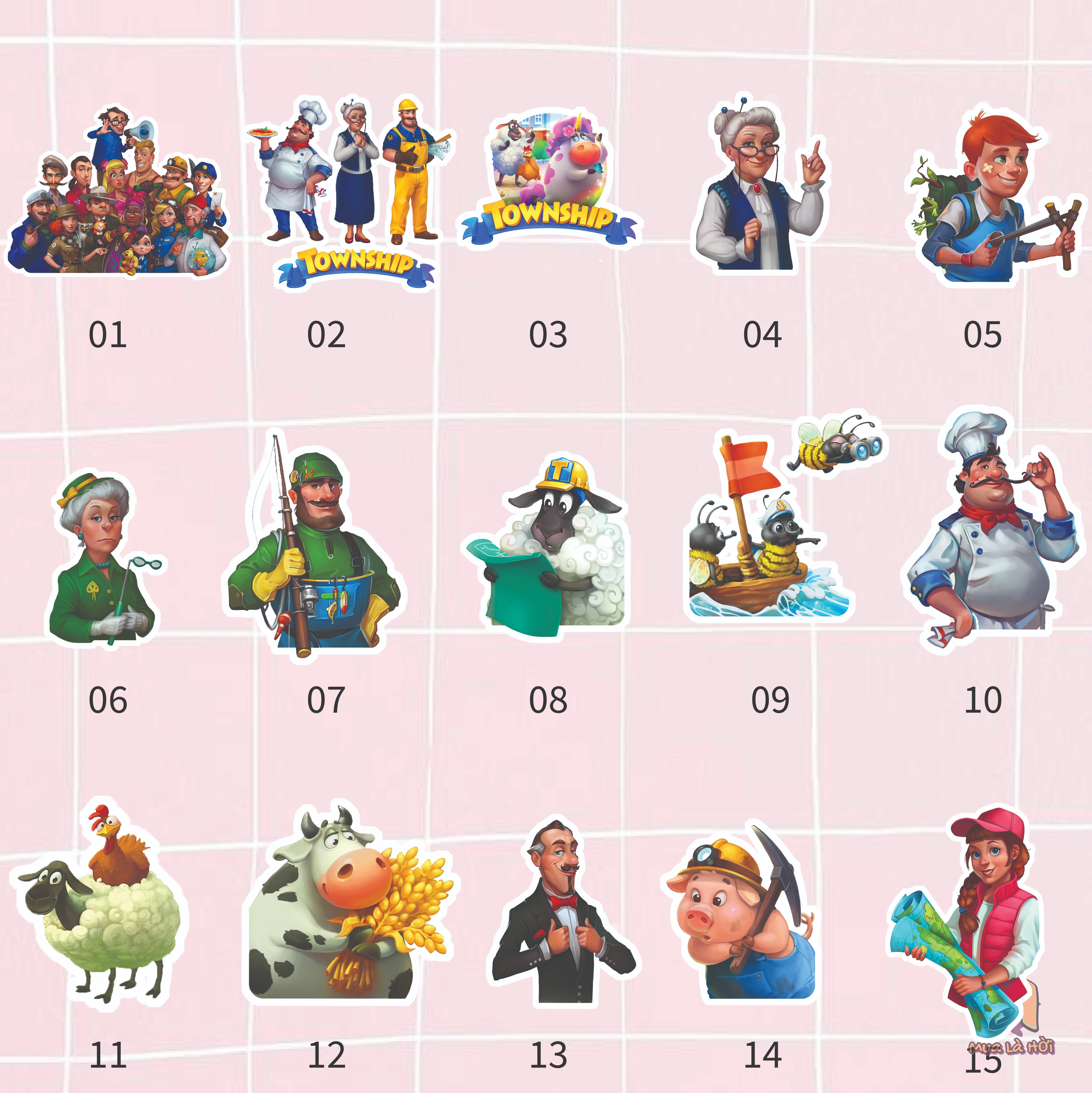 Miếng dán Stickers chủ đề Township