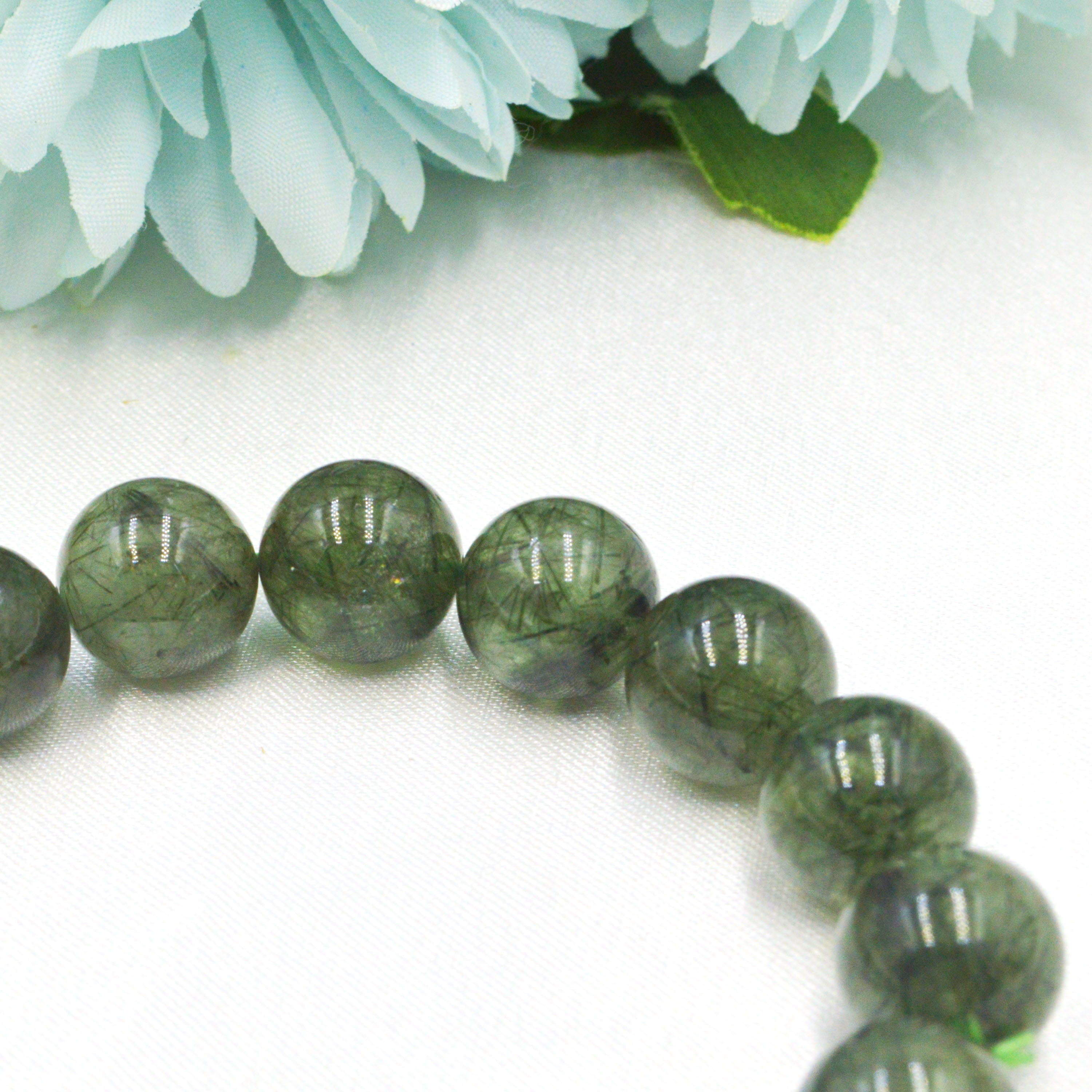 VÒNG TAY THACH ANH TÓC XANH LÁ 10 MM