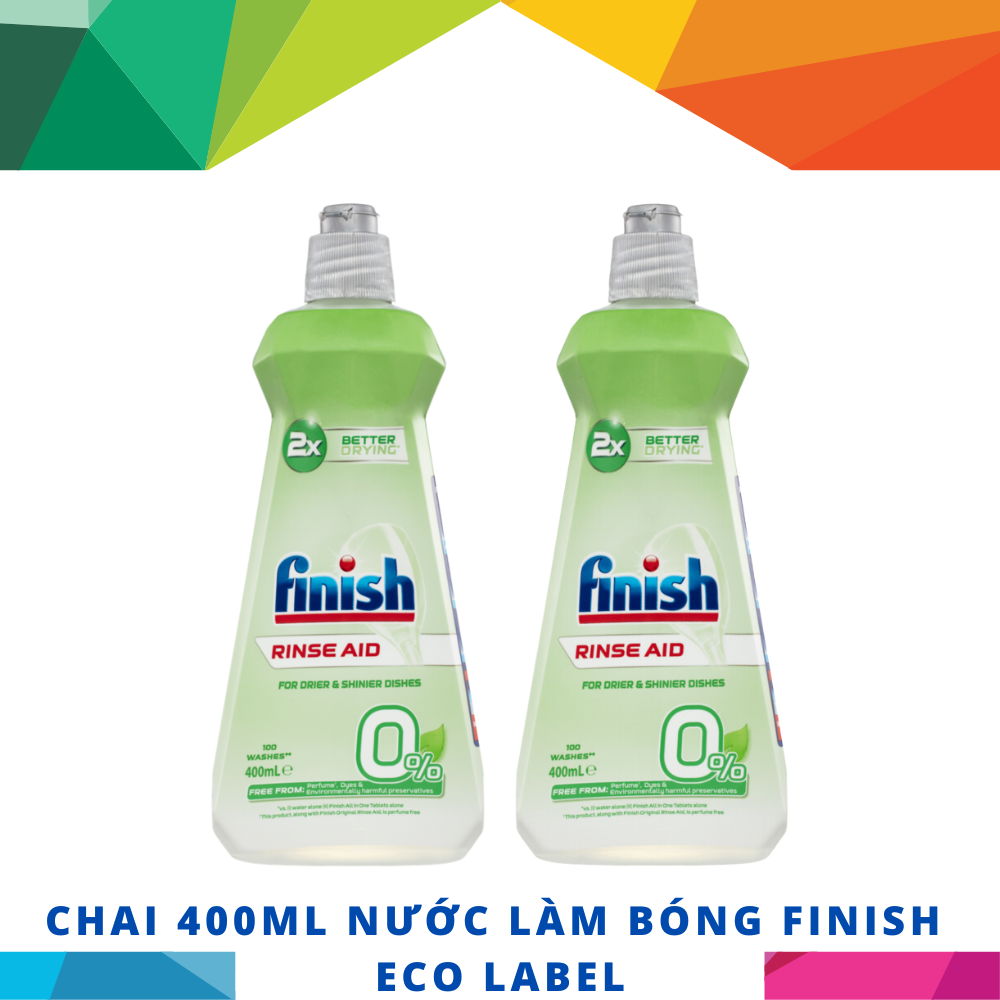 Chai 400ml nước làm bóng chén Finish cho máy rửa chén bát gia đình 400ml (Ecolabel - Thân thiện môi trường -HÀNG MỚI VỀ)