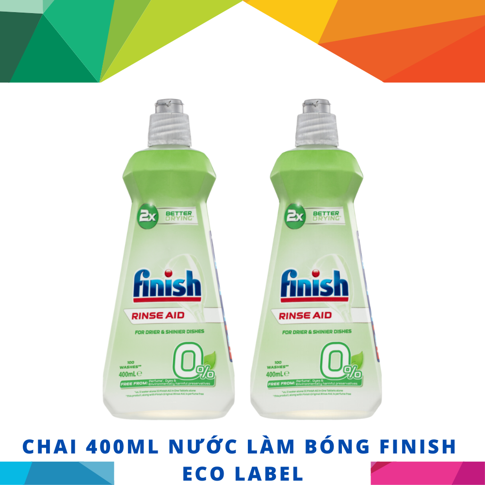 [Hỏa Tốc] COMBO 2 Chai nước làm bóng chén bát Finish 400ml dành cho tất cả các máy rửa chén gia đình có trên thị trường.