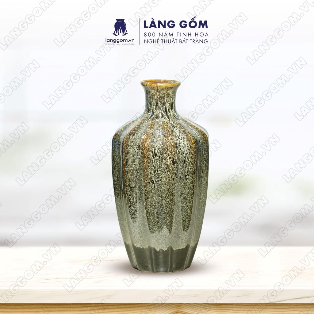 Bình hoa, lọ hoa Gốm sứ Bát Tràng cao cấp chai múi dùng làm quà tặng, trang trí - Làng Gốm Bát Tràng
