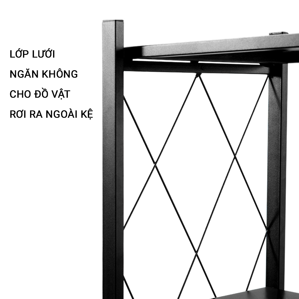 Kệ đa năng gấp gọn 3/4/5 tầng bằng Thép Carbon không gỉ Vando chính hãng, Kệ lò vi sóng có bánh xe, kệ sách trang trí