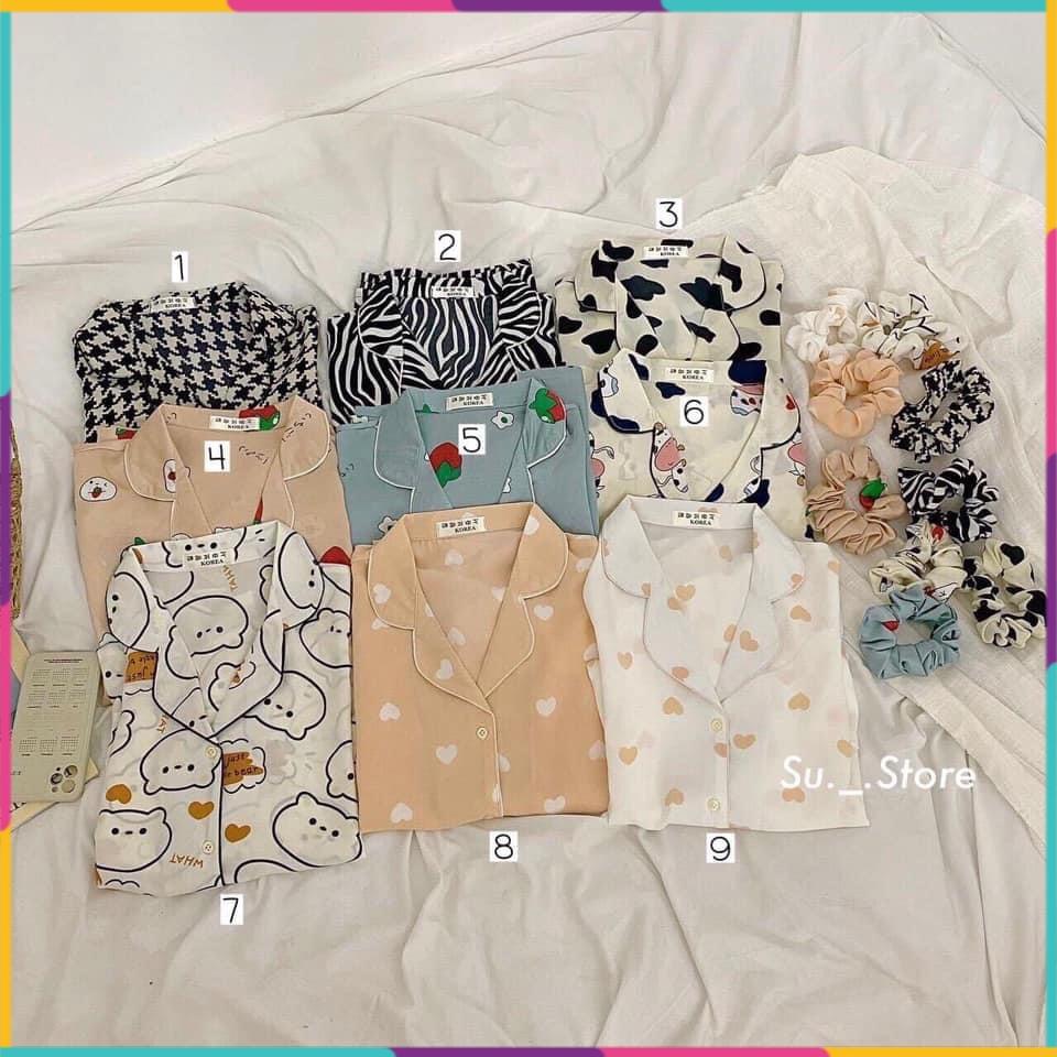 Bộ Pijama Ngắn Tay - Bộ Ngủ Ulzzang Hoạt Hình (Quần Đùi, Áo cộc