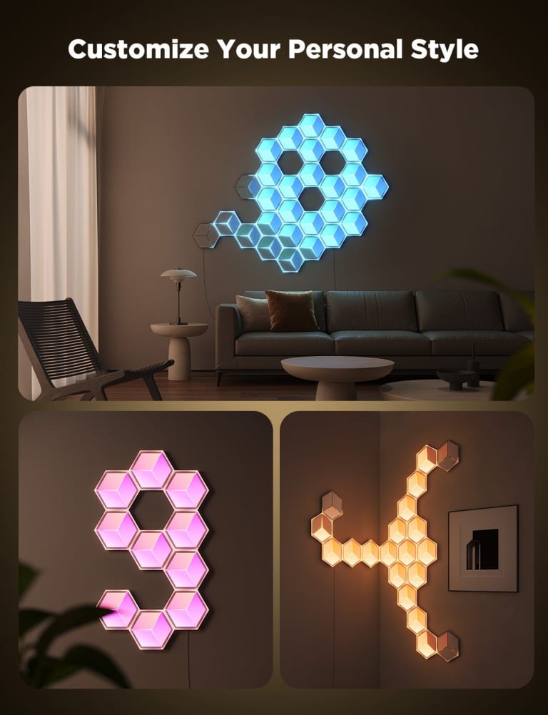 Đèn LED lục giác lắp ghép Govee Glide Hexagon Light Panels Ultra H606A | Ánh sáng đa diện siêu việt