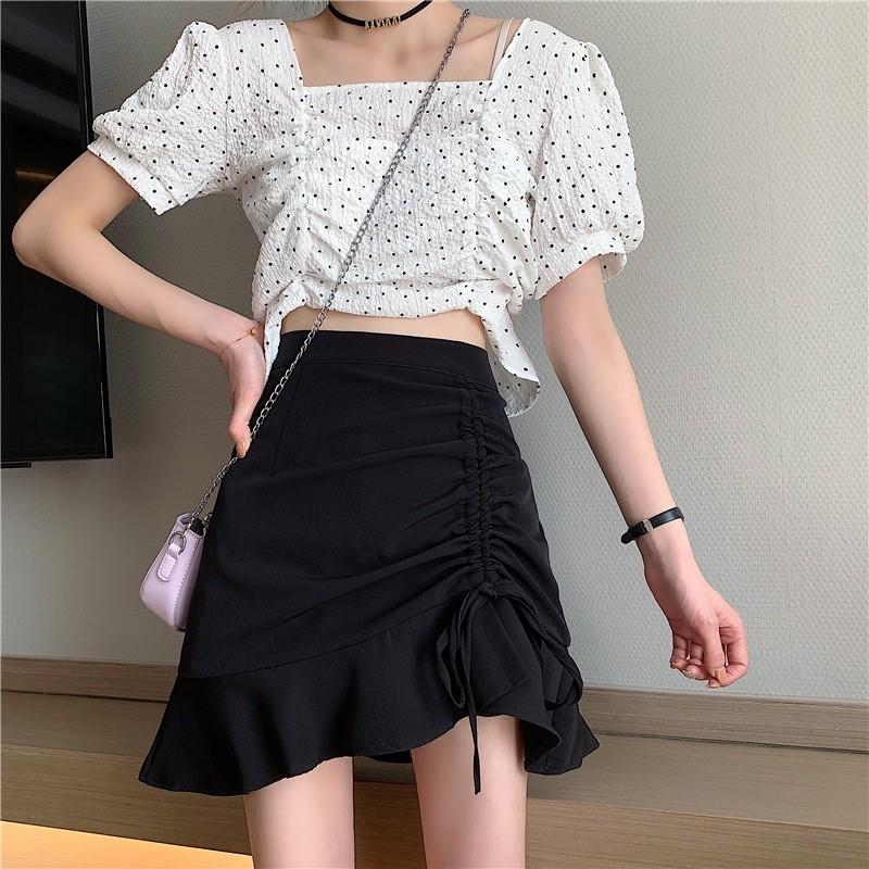 Chân váy chử A đuôi cá rút dây trước