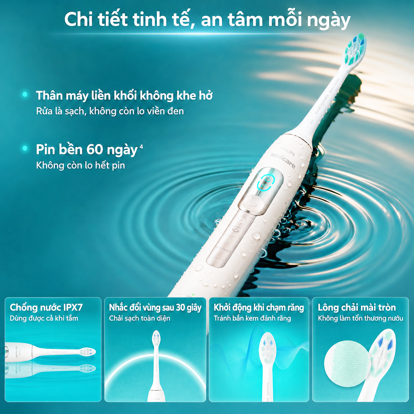 Bàn chải đánh răng điện thương hiệu Hà Lan cao cấp Philips HX5681 Sonicare Electric Toothbrush Serial 5800 - Hàng nhập khẩu