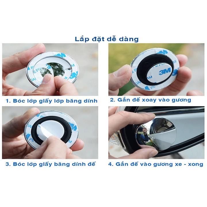 Sét 2 cái Gương cầu lồi xe Ô tô gắn gương chiếu hậu 360 độ xóa điểm mù đảm bảo an toàn giao thông khi lái xe