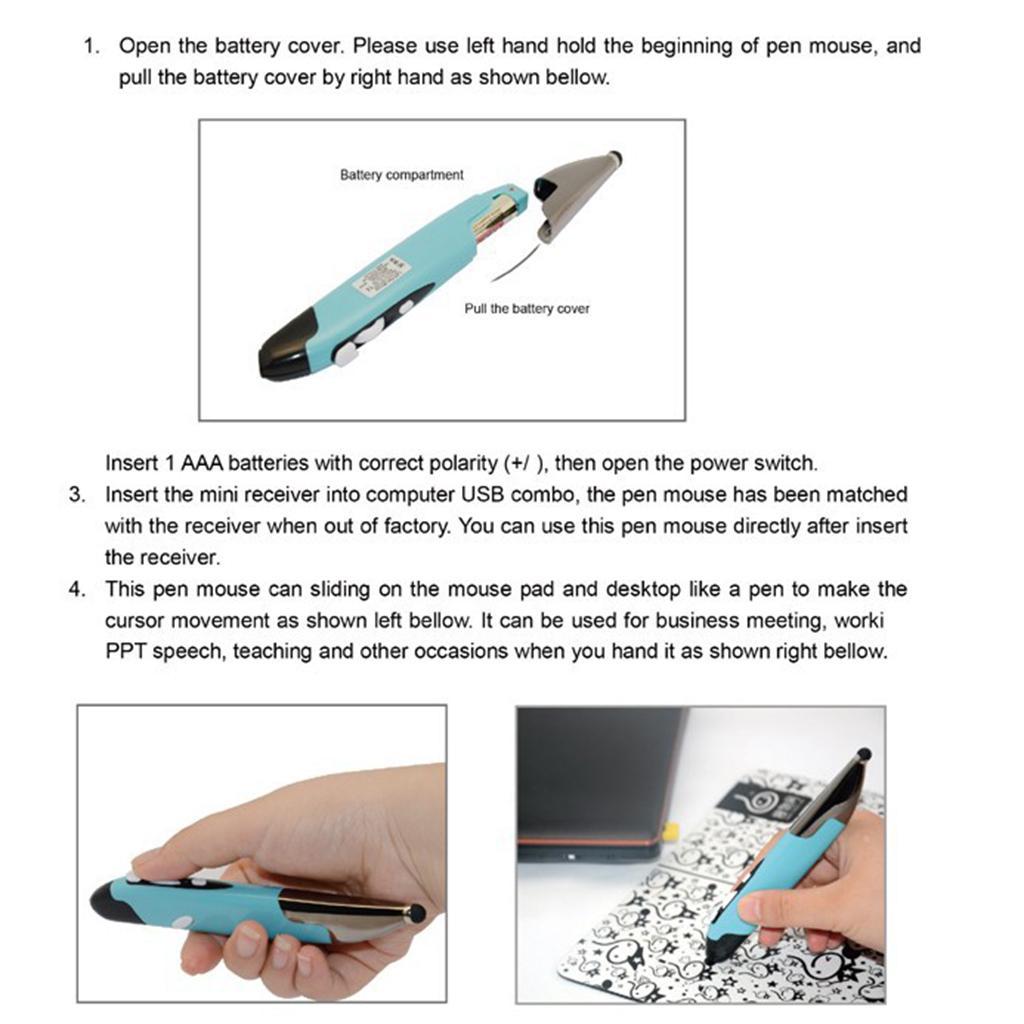 USB Wireless Optical Pen Mouse Smart Mouse for Laptop Computer Red