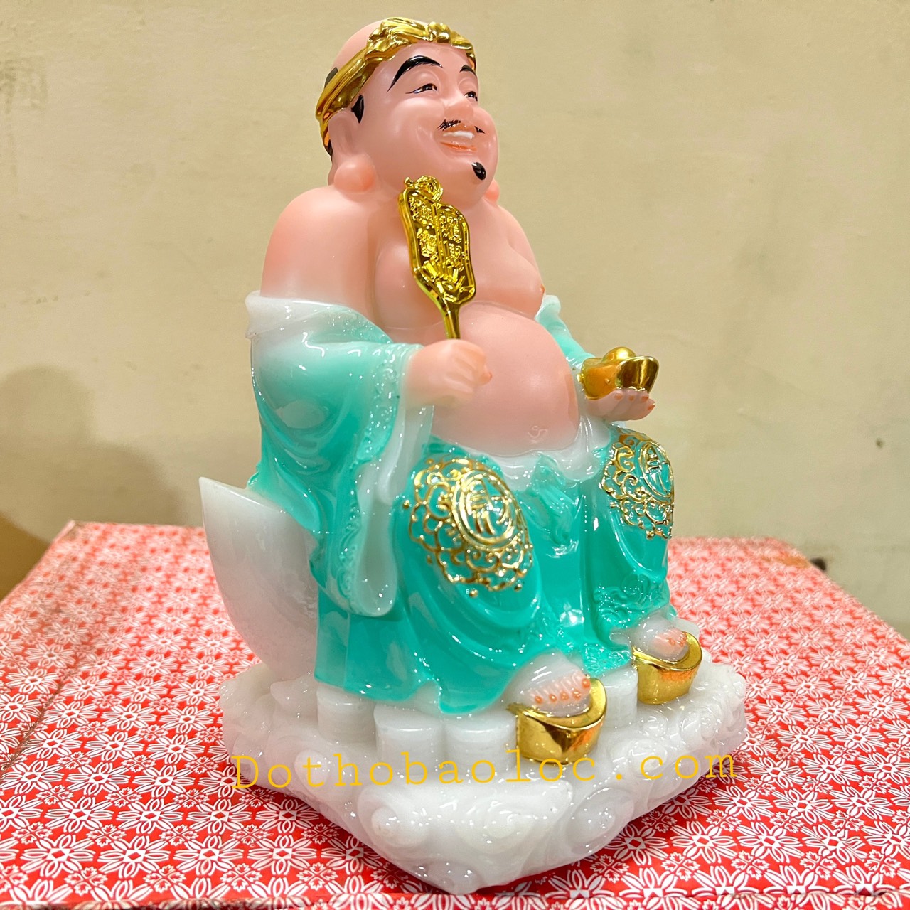 Tượng Thần Tài Thổ Địa đá cao cấp nhập khẩu Đài Loan cao 20cm – Xanh biển
