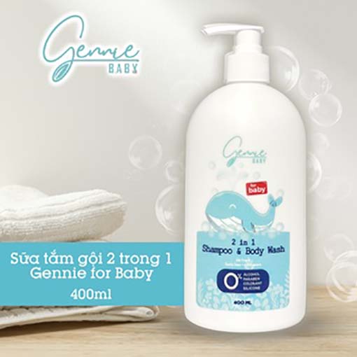 Sữa tắm gội 2 trong 1 Gennie cho da nhạy cảm Baby 400ml